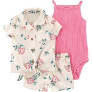 Conjunto curto bebê 3 peças floral multicor | Carter's