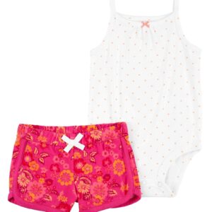 Conjunto curto bebê 2 peças com floral e poá multicor | Carter's