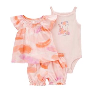 Conjunto curto bebê 3 peças gatinho multicor | Carter's