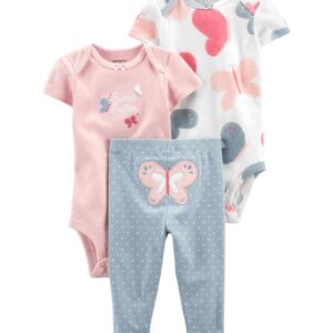 Conjunto Bebê 3 Peças Borboletas Poá Rosa/Azul Carter's Tam RN a 24M