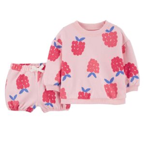 Conjunto Bebê Carter's 2 Peças Frutinhas Rosa Claro/Rosa Pink Tam RN a 24 Meses