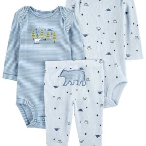Conjunto longo bebê 3 peças ursinho na montanha azul | Carter's