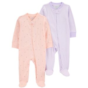 Kit macacão bebê 2 peças com pezinhos floral xadrez multicor | Carter's