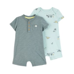 Kit macaquinho bebê 2 peças mescla com bolso praia multicor | Carter's