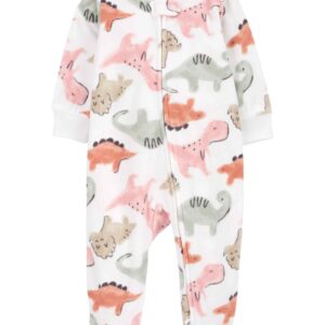 Macacão bebê fleece pézinhos dinossauros branco | Carter's