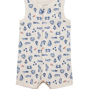 Macaquinho bebê com botões ícones praia off-white | Carter's