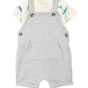 Jardineira bebê mescla canguru com camiseta tubarão multicor | Carter's