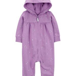 Macacão bebê com capuz corações brilhosos lilás | Carter's
