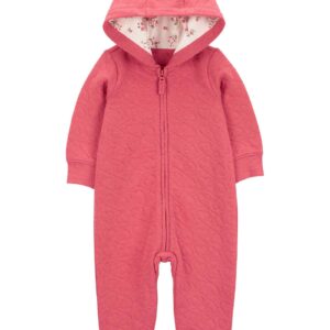 Macacão bebê com capuz matelado coração rosa | Carter's