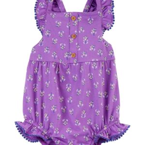 Macaquinho bebê com babados floral roxo | Carter's