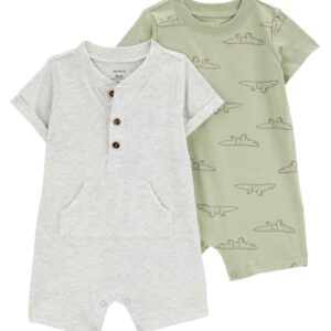 Kit macaquinho bebê 2 peças mescla canguru jacaré multicor | Carter's