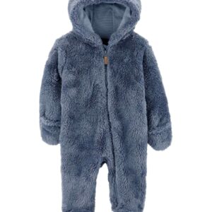 Macacão bebê sherpa com capuz de urso azul | Carter's