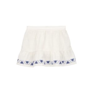 Saia infantil evasê bordado floral off-white | Carter's