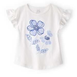 Blusa infantil manga curta bordado floral branca | Carter's