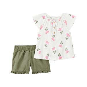 Conjunto curto infantil 2 peças texturizado floral multicor | Carter's