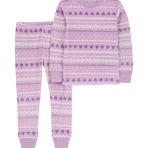 Pijama longo infantil 2 peças de fleece corações lilás | Carter's