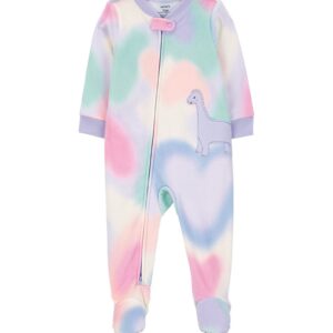 Macacão pijama infantil fleece com pézinho tie-dye dino multicor | Carter's
