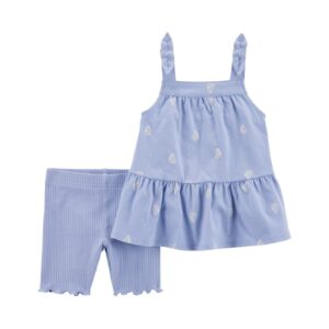 Conjunto curto infantil 2 peças canelada barco azul | Carter's