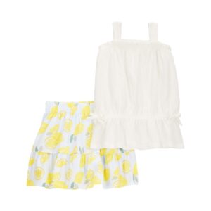 Conjunto curto infantil 2 peças texturizada limão multicor | Carter's