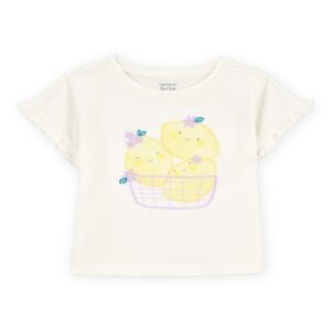 Camiseta infantil com babados e limão off-white | Carter's