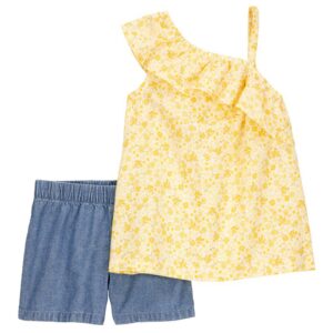 Conjunto curto infantil 2 peças assimétrica floral multicor | Carter's