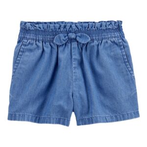 Short jeans infantil clochard com laço denim médio | Carter's