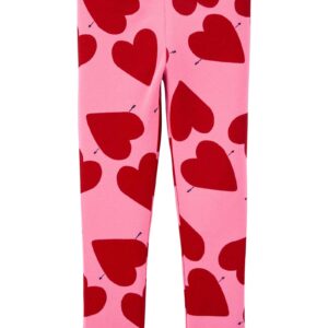 Calça legging infantil Valentine's Day rosa | Carter's