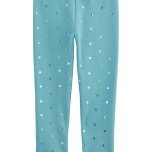 Calça legging infantil peluciada corações metalizados azul | Carter's