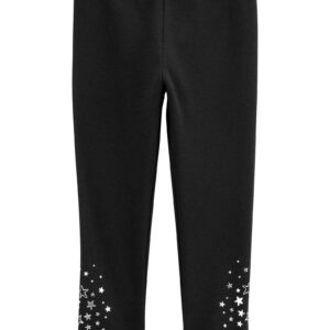 Calça legging infantil peluciada estrelas metalizadas preta | Carter's