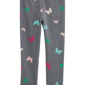 Calça legging infantil peluciada borboletas cinza | Carter's