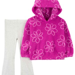 Conjunto longo infantil 2 peças em sherpa flare capuz floral multicor | Carter's