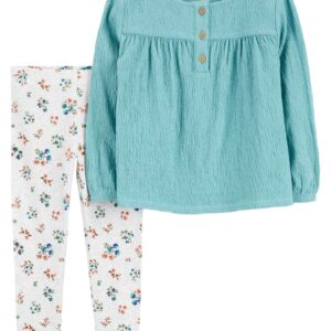 Conjunto longo infantil 2 peças texturizada floral mescla multicor | Carter's