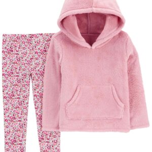 Conjunto longo infantil 2 peças capuz fleece floral rosa | Carter's