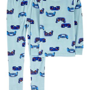 Pijama longo infantil 2 peças de fleece gamer azul | Carter's