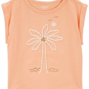 Camiseta infantil muscle tee flor laranja | Carter's