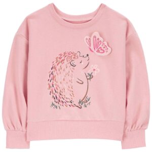 Blusa de moletom infantil borboleta rosa | Carter's