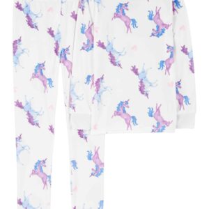 Pijama longo infantil 2 peças de fleece de unicórnio branco | Carter's
