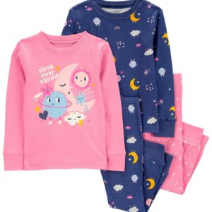 Pijama longo infantil 4 peças sleepover brilha no escuro multicor | Carter's