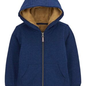Blusa de moletom bebê capuz e sherpa azul | Carter's