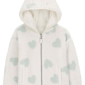 Blusa de moletom infantil sherpa corações branco | Carter's