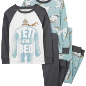 Pijama longo infantil 4 peças raglan pé grande multicor | Carter's
