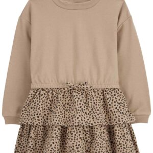 Vestido de moletom infantil animal print bege | Carter's