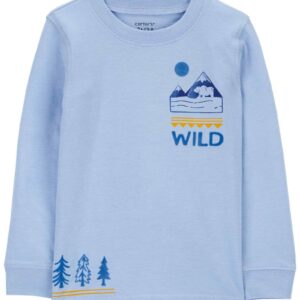 Camiseta infantil manga longa wild azul | Carter's