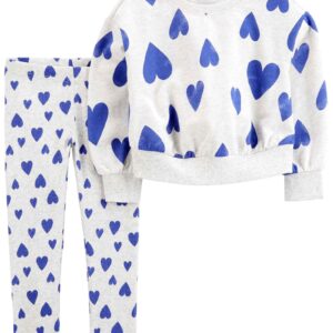 Conjunto longo de moletom infantil 2 peças corações cinza | Carter's