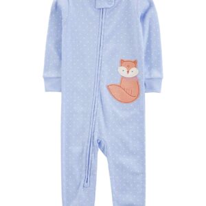 Macacão pijama infantil com martingale raposa azul | Carter's