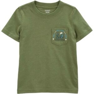 Camiseta infantil lettering com bolso verde | Carter's