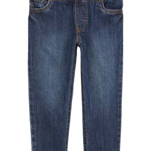 Calça jeans infantil reta estonada denim escuro | Carter's
