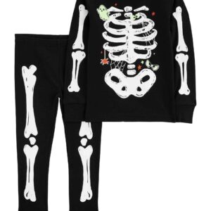 Pijama longo infantil 2 peças Halloween brilha no escuro preto | Carter's