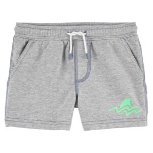 Short de moletom infantil cós de elástico tubarão cinza | Carter's