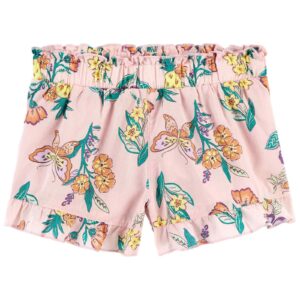 Short infantil cós de elástico floral rosa | Carter's